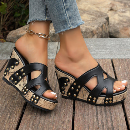 Chic Rivet Platform Sandals Elizabeth Ainsley