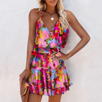 Vibrant Floral V-Neck Dress by Elizabeth Ainsley