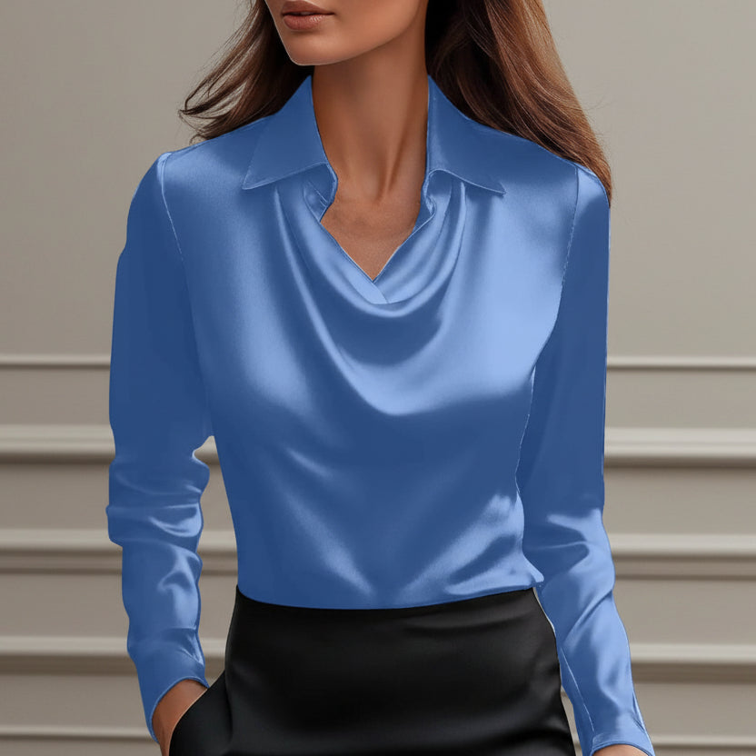 Elegant Satin Swing Collar Top by Elizabeth Ainsley