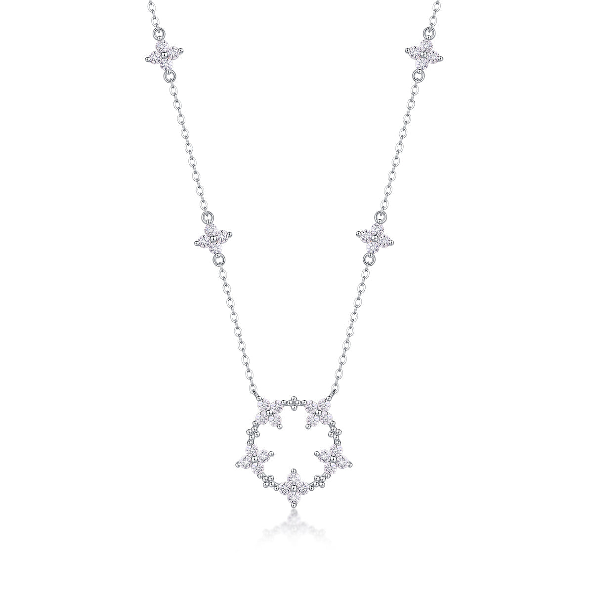 Sparkling Floral Halo Necklace