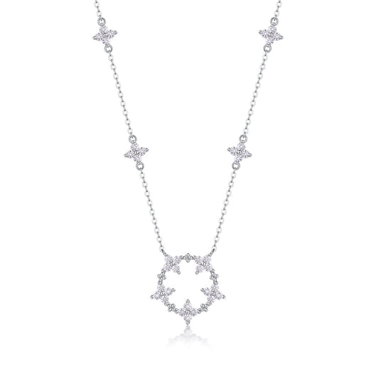 Sparkling Floral Halo Necklace