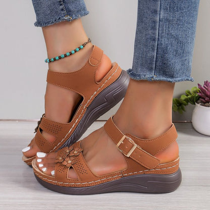 Floral Comfort Wedge Sandals by Elizabeth Ainsley