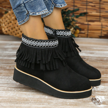 Elizabeth Ainsley Wedge Bootie - Fringe Comfort Design