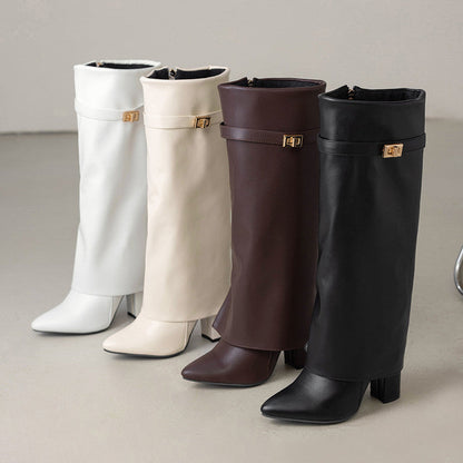 Elizabeth Ainsley Mid-Calf Boots - Pointed Toe & Buckles
