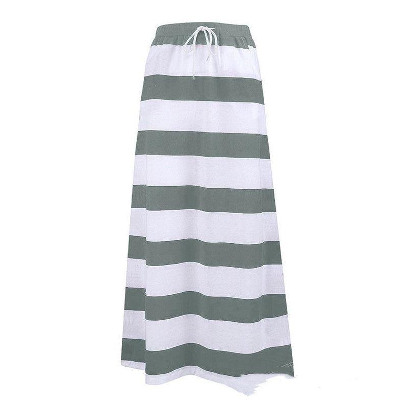 Striped Cotton A-Line Skirt by Elizabeth Ainsley