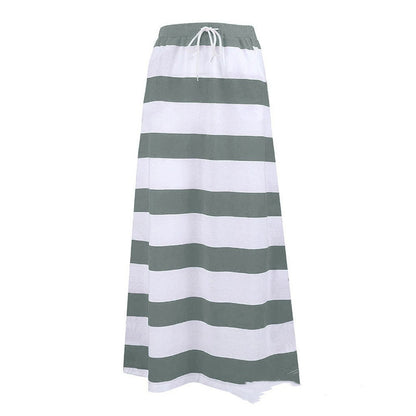 Striped Cotton A-Line Skirt by Elizabeth Ainsley