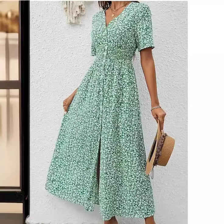 Elegant V-Neck Split Dress by Elizabeth Ainsley