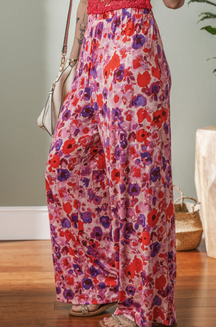 Vibrant Floral High Waist Pants by Elizabeth Ainsley