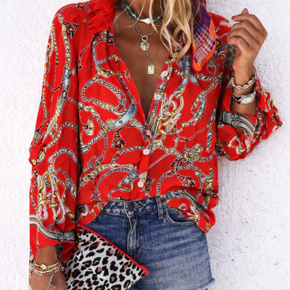 Chic Printed Long Sleeve Blouse by Elizabeth Ainsley