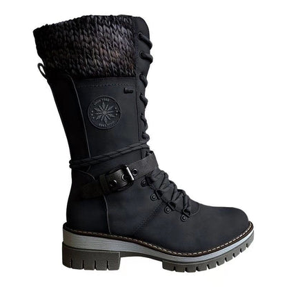 Makoto | Knit-Cuff Lace-Up Orthopedic Winter Boots