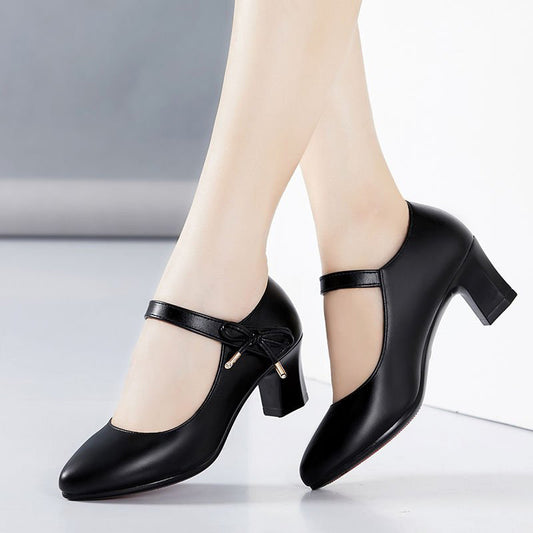 Chic Mid-Heel Buckle Pumps by Elizabeth Ainsley