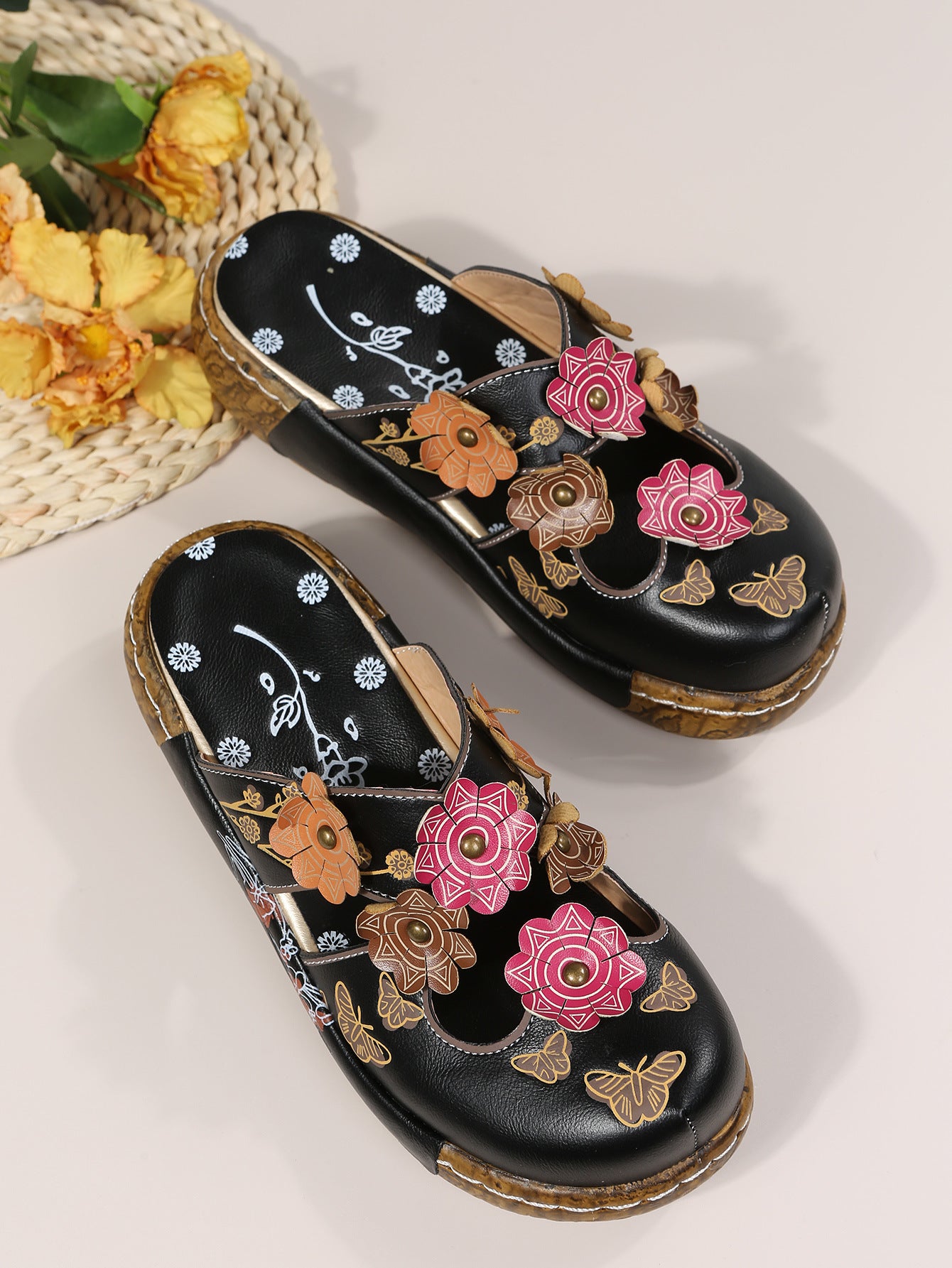 Boho Floral Elizabeth Ainsley Round Toe Sandals
