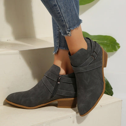 Elizabeth Ainsley Ankle Boots - Chunky Heel Leather Comfort