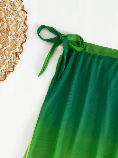 Green Gradient Elizabeth Ainsley Bikini Three-Piece Set