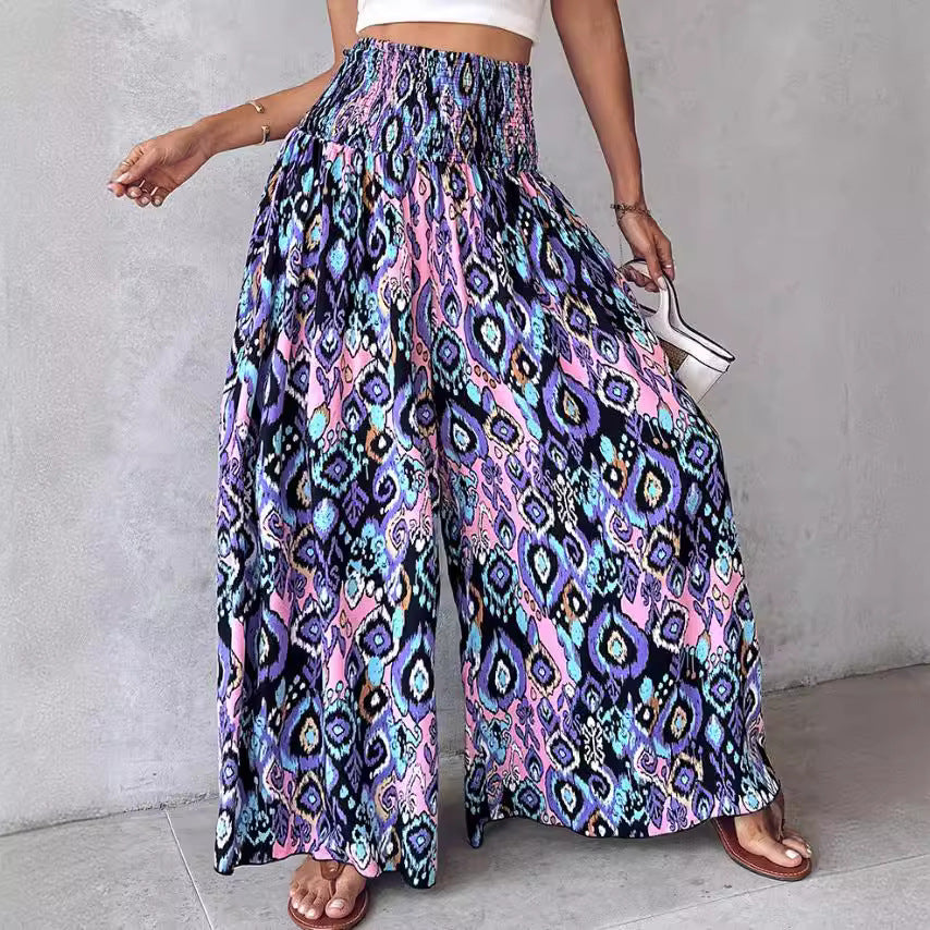 Retro Floral Wide-Leg Pants by Elizabeth Ainsley