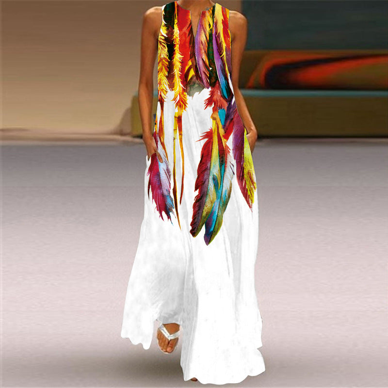 Floral Print Elizabeth Ainsley Sleeveless Maxi Dress