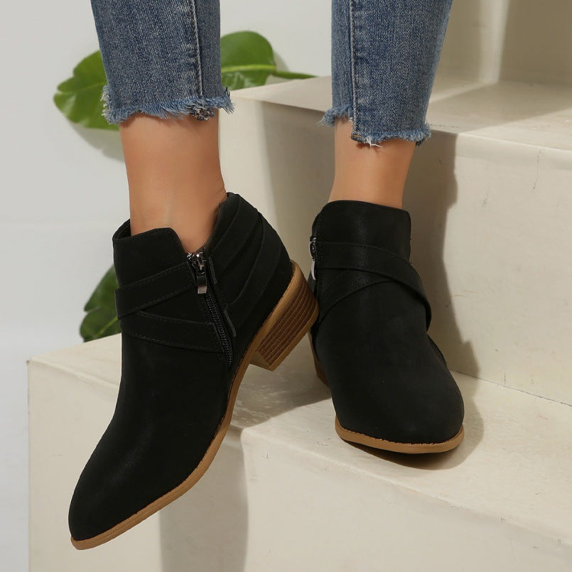 Elizabeth Ainsley Ankle Boots - Chunky Heel Leather Comfort