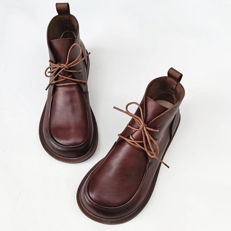 Fawn | Classic Leather Orthopedic Lace-Up Ankle Boots