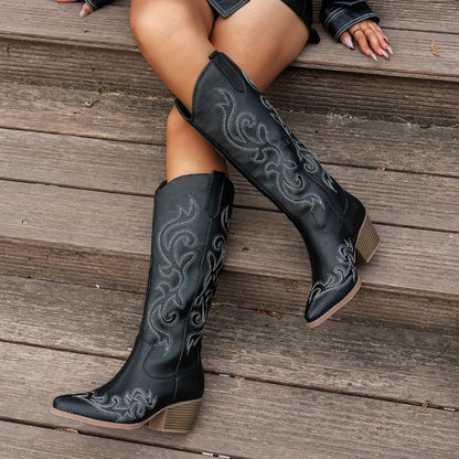 Elizabeth Ainsley Denim Boots - Embroidered Comfort Style