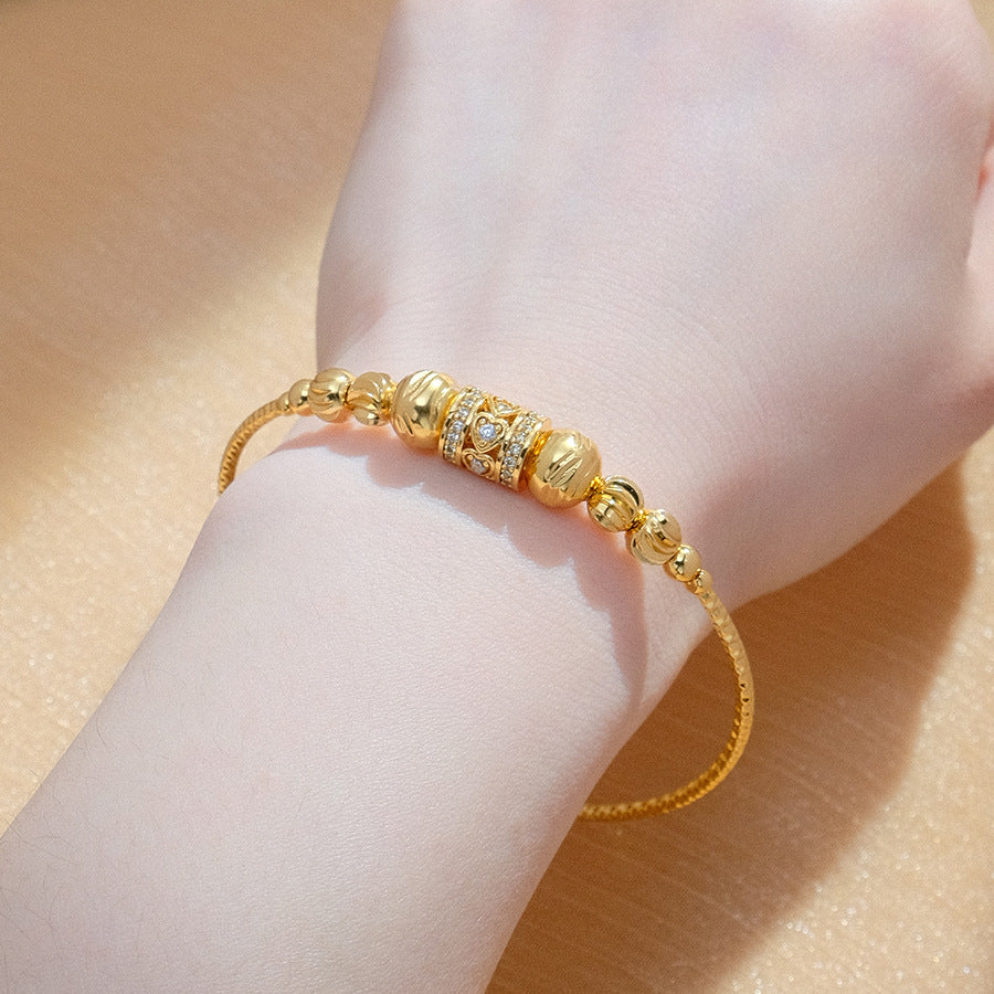Beaded Adjustable Bangle Bracelet with Decorative Detail