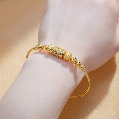 Beaded Adjustable Bangle Bracelet with Decorative Detail