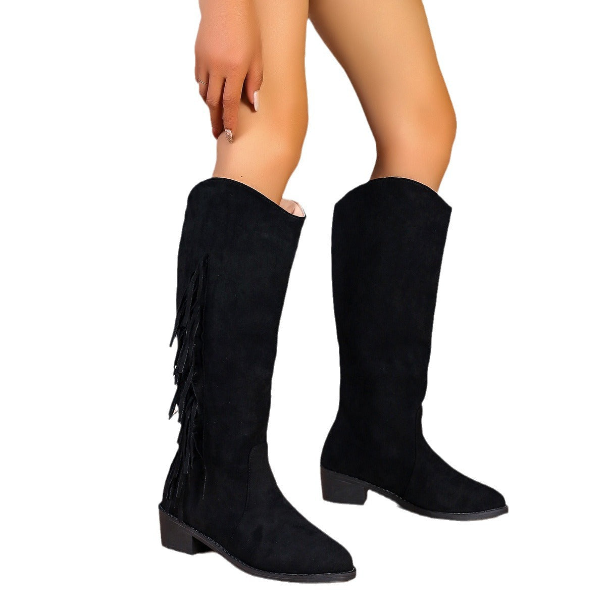Elizabeth Ainsley Fringe Boots - Low Heel Comfort