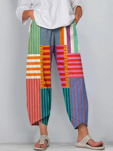 Vibrant Stripe Elizabeth Ainsley Cropped Pants