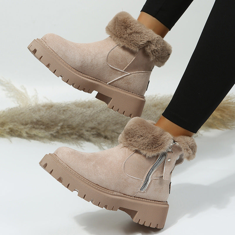 Sabrina | Orthopedic Fur-Collar Suede Side-Zip Chunky Winter Boots