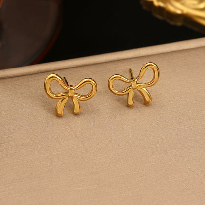 Minimal Bow Stud Earrings with Polished Finish