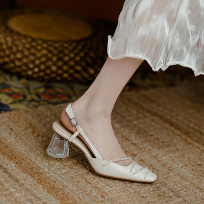 Elegant Crystal Heel Sandals by Elizabeth Ainsley