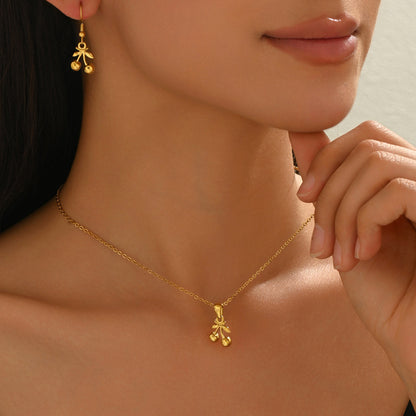 Cherry Pendant Necklace & Matching Drop Earrings