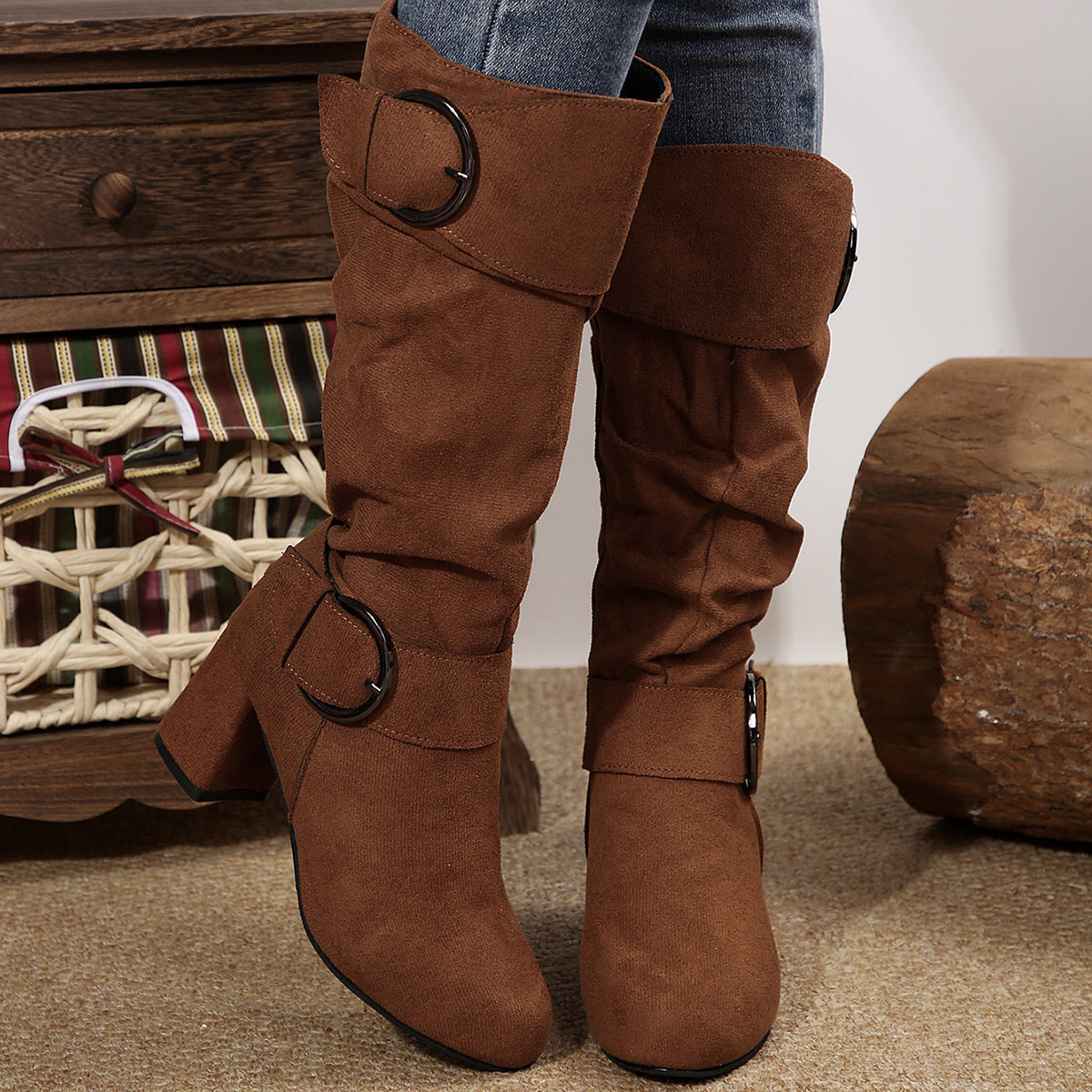 Elizabeth Ainsley Beltbuckle Boots - Chunky Heel Comfort