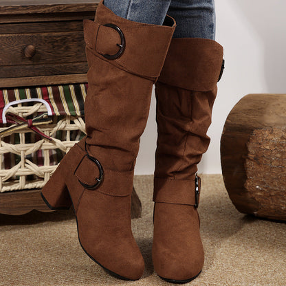 Elizabeth Ainsley Beltbuckle Boots - Chunky Heel Comfort