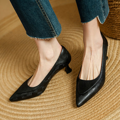 Elegant Leather Pointed Heels by Elizabeth Ainsley
