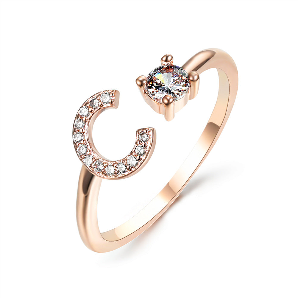 Personalized Diamond Initial Ring