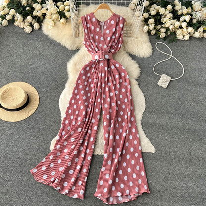 Chic Polka Dot Chiffon Jumpsuit by Elizabeth Ainsley