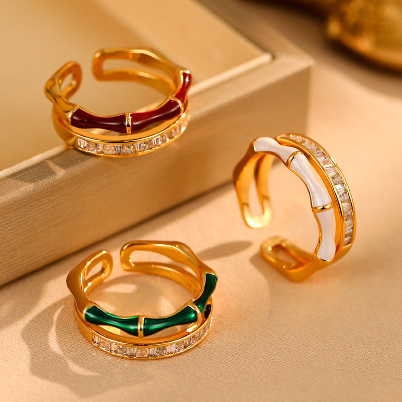 Crystal Enamel Open Ring