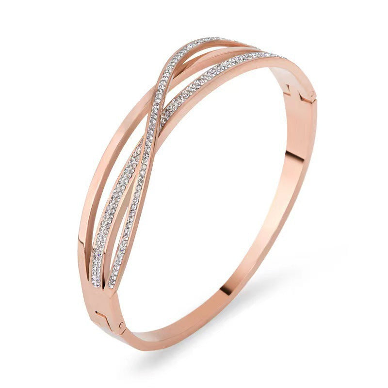 Multi-Band Crystal Detail Bracelet with Elegant Layered Design