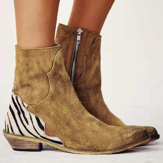 Elizabeth Ainsley Pointed Low Heel Boots - Side Zip Comfort