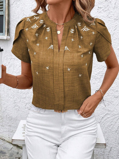 Chic Printed Blouse Elizabeth Ainsley Shoulder Pleat Top