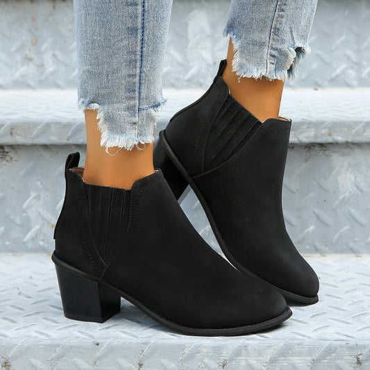 Elizabeth Ainsley Ankle Boots - Thick Heel Slip-On Comfort