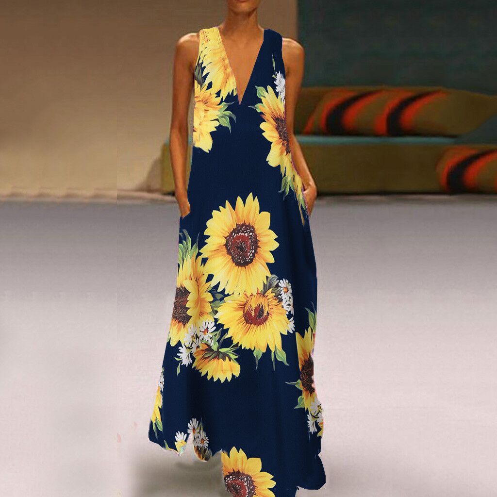Boho Floral Elizabeth Ainsley Sleeveless Maxi Dress