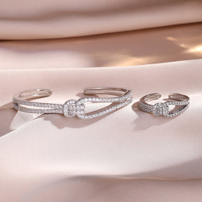 Coordinated Bracelet and Ring Set with Elegant Linked Design