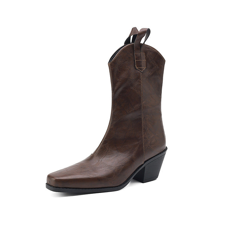 Elizabeth Ainsley Square-Toe Boots - Chunky Heel Comfort