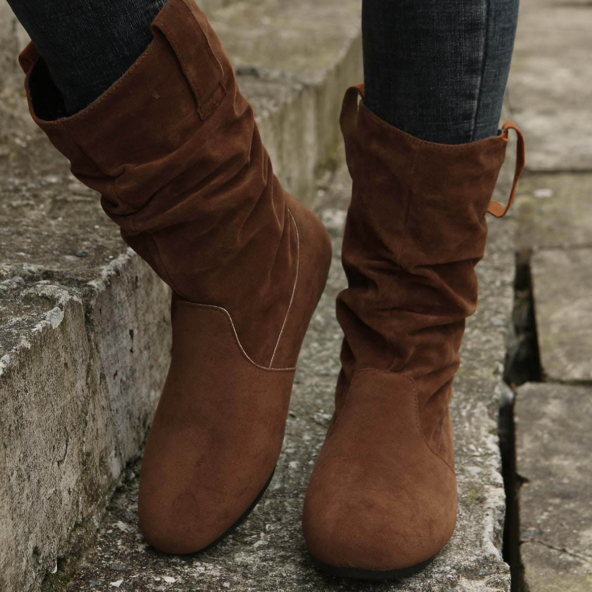 Elizabeth Ainsley Suede Mid-Calf Boots - Winter Warmth