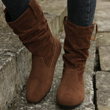 Elizabeth Ainsley Suede Mid-Calf Boots - Winter Warmth