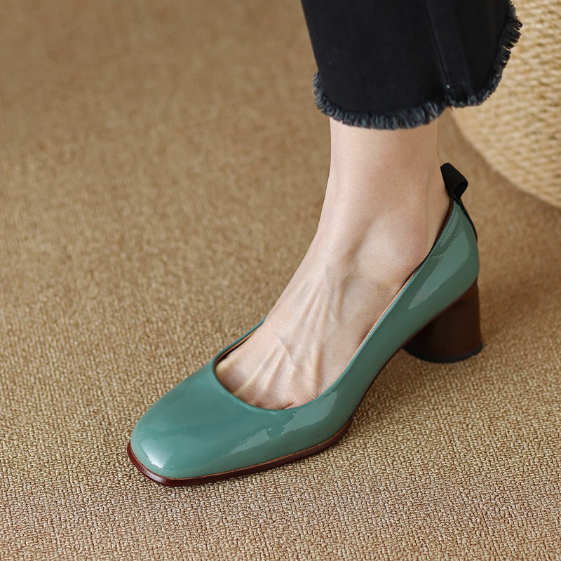 Elegant Leather Chunky Heels by Elizabeth Ainsley