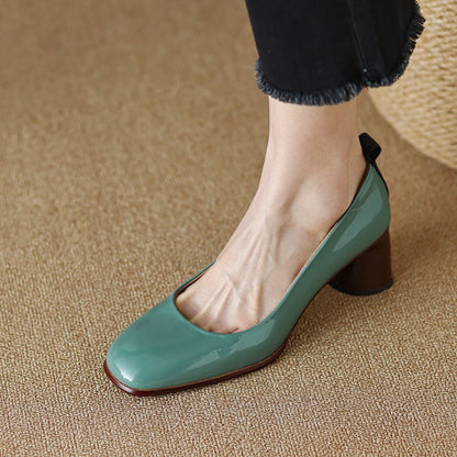 Elegant Leather Chunky Heels by Elizabeth Ainsley
