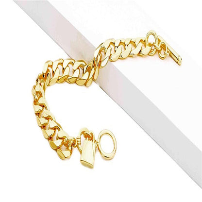 Chunky Link Bracelet with Toggle Clasp and Padlock Charm
