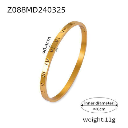 Engraved Bangle Bracelet with Refined Detail Accents